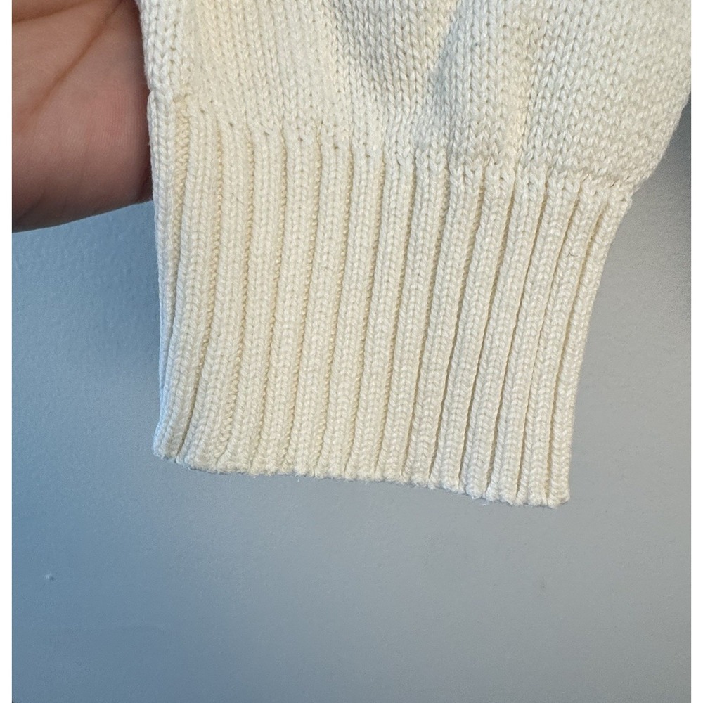 Vintage Oscar De La Renta Cream White Cable Knit Sweater Men's Large 100% Cotton - Picture 6 of 9
